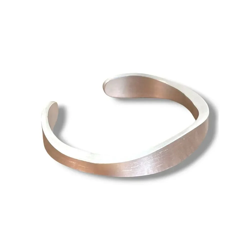 Vintage Speidel USA Silver Tone Cuff Bracelet Brushed Metal Minimalist Blank ID